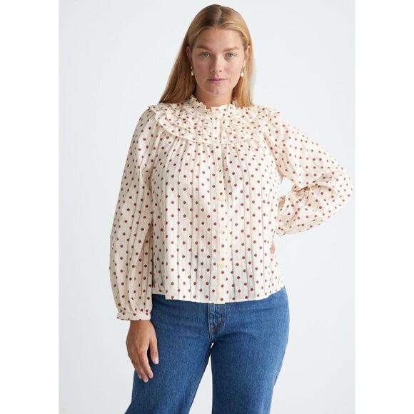 & Other Stories STAWBERRY PRINT RUFFLED COLLAR BLOUSE - Picture 2 of 9